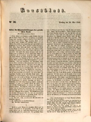 Morgenblatt für gebildete Leser. Kunstblatt (Morgenblatt für gebildete Stände) Dienstag 26. Mai 1846