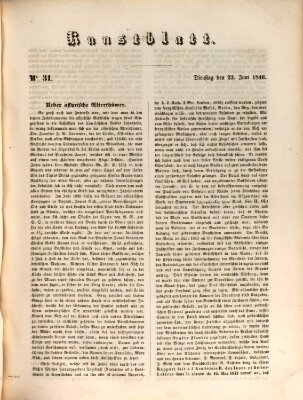 Morgenblatt für gebildete Leser. Kunstblatt (Morgenblatt für gebildete Stände) Dienstag 23. Juni 1846