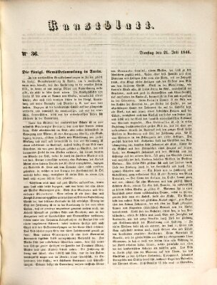 Morgenblatt für gebildete Leser. Kunstblatt (Morgenblatt für gebildete Stände) Dienstag 21. Juli 1846