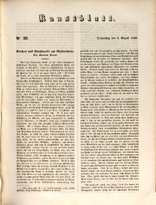 Morgenblatt für gebildete Leser. Kunstblatt (Morgenblatt für gebildete Stände) Donnerstag 6. August 1846