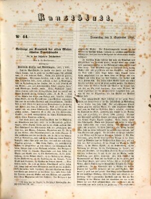 Morgenblatt für gebildete Leser. Kunstblatt (Morgenblatt für gebildete Stände) Donnerstag 3. September 1846