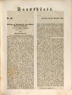 Morgenblatt für gebildete Leser. Kunstblatt (Morgenblatt für gebildete Stände) Samstag 26. September 1846