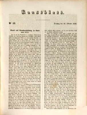 Morgenblatt für gebildete Leser. Kunstblatt (Morgenblatt für gebildete Stände) Dienstag 27. Oktober 1846