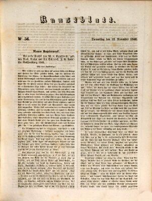 Morgenblatt für gebildete Leser. Kunstblatt (Morgenblatt für gebildete Stände) Donnerstag 12. November 1846