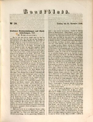 Morgenblatt für gebildete Leser. Kunstblatt (Morgenblatt für gebildete Stände) Dienstag 24. November 1846