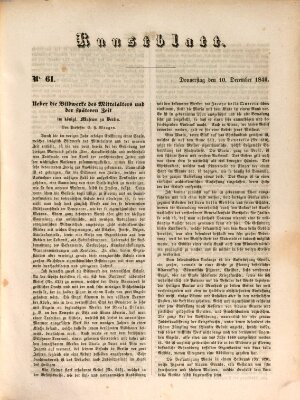 Morgenblatt für gebildete Leser. Kunstblatt (Morgenblatt für gebildete Stände) Donnerstag 10. Dezember 1846