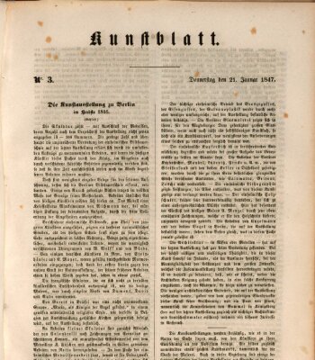 Morgenblatt für gebildete Leser. Kunstblatt (Morgenblatt für gebildete Stände) Donnerstag 21. Januar 1847