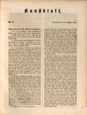 Morgenblatt für gebildete Leser. Kunstblatt (Morgenblatt für gebildete Stände) Donnerstag 11. Februar 1847