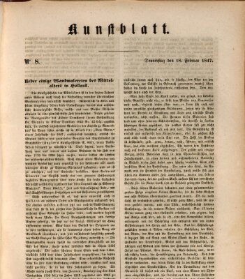 Morgenblatt für gebildete Leser. Kunstblatt (Morgenblatt für gebildete Stände) Donnerstag 18. Februar 1847