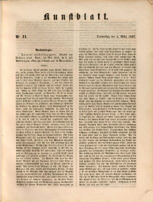 Morgenblatt für gebildete Leser. Kunstblatt (Morgenblatt für gebildete Stände) Donnerstag 4. März 1847