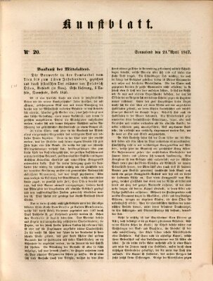 Morgenblatt für gebildete Leser. Kunstblatt (Morgenblatt für gebildete Stände) Samstag 24. April 1847