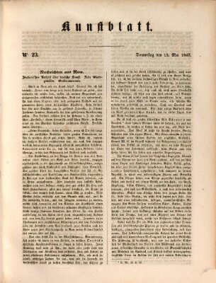 Morgenblatt für gebildete Leser. Kunstblatt (Morgenblatt für gebildete Stände) Donnerstag 13. Mai 1847