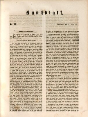 Morgenblatt für gebildete Leser. Kunstblatt (Morgenblatt für gebildete Stände) Donnerstag 3. Juni 1847