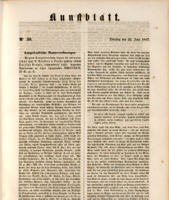 Morgenblatt für gebildete Leser. Kunstblatt (Morgenblatt für gebildete Stände) Dienstag 22. Juni 1847