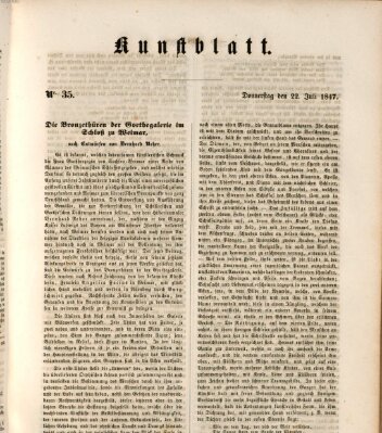 Morgenblatt für gebildete Leser. Kunstblatt (Morgenblatt für gebildete Stände) Donnerstag 22. Juli 1847