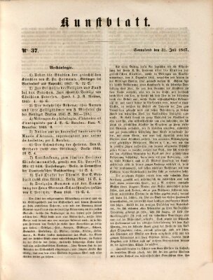 Morgenblatt für gebildete Leser. Kunstblatt (Morgenblatt für gebildete Stände) Samstag 31. Juli 1847