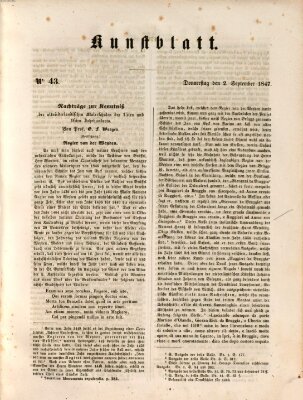 Morgenblatt für gebildete Leser. Kunstblatt (Morgenblatt für gebildete Stände) Donnerstag 2. September 1847