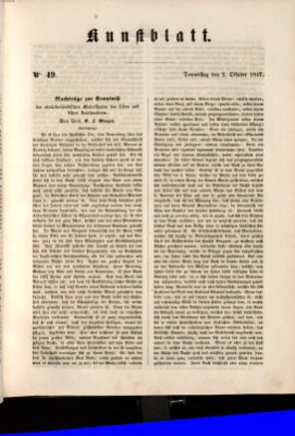 Morgenblatt für gebildete Leser. Kunstblatt (Morgenblatt für gebildete Stände) Donnerstag 7. Oktober 1847