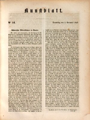 Morgenblatt für gebildete Leser. Kunstblatt (Morgenblatt für gebildete Stände) Donnerstag 4. November 1847