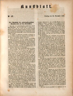 Morgenblatt für gebildete Leser. Kunstblatt (Morgenblatt für gebildete Stände) Dienstag 23. November 1847