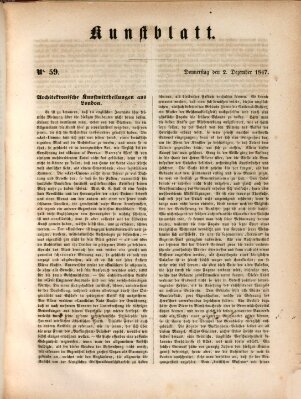 Morgenblatt für gebildete Leser. Kunstblatt (Morgenblatt für gebildete Stände) Donnerstag 2. Dezember 1847