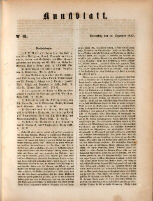 Morgenblatt für gebildete Leser. Kunstblatt (Morgenblatt für gebildete Stände) Donnerstag 16. Dezember 1847