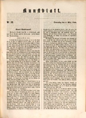 Morgenblatt für gebildete Leser. Kunstblatt (Morgenblatt für gebildete Stände) Donnerstag 9. März 1848