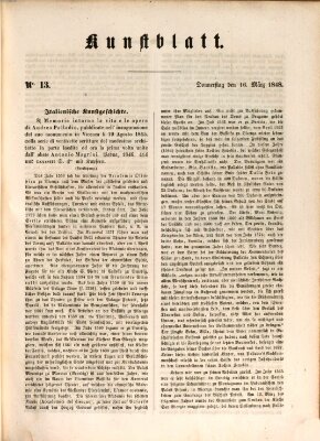 Morgenblatt für gebildete Leser. Kunstblatt (Morgenblatt für gebildete Stände) Donnerstag 16. März 1848