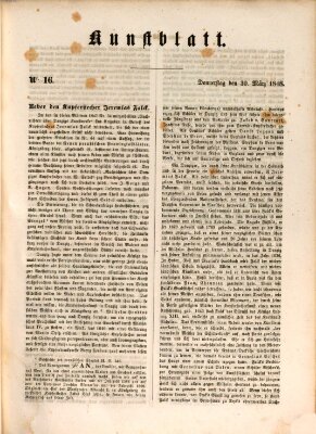 Morgenblatt für gebildete Leser. Kunstblatt (Morgenblatt für gebildete Stände) Donnerstag 30. März 1848