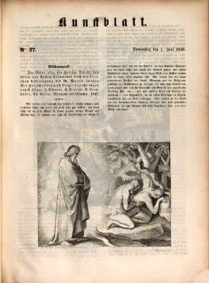 Morgenblatt für gebildete Leser. Kunstblatt (Morgenblatt für gebildete Stände) Donnerstag 1. Juni 1848