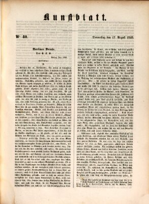 Morgenblatt für gebildete Leser. Kunstblatt (Morgenblatt für gebildete Stände) Donnerstag 17. August 1848