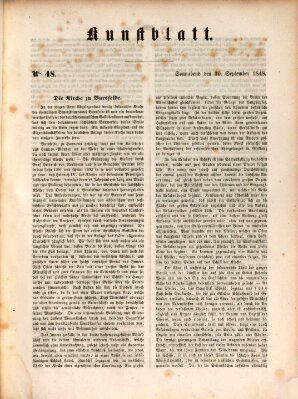 Morgenblatt für gebildete Leser. Kunstblatt (Morgenblatt für gebildete Stände) Samstag 30. September 1848