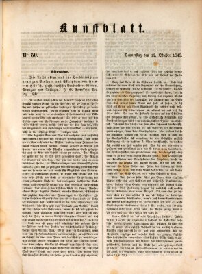 Morgenblatt für gebildete Leser. Kunstblatt (Morgenblatt für gebildete Stände) Donnerstag 12. Oktober 1848