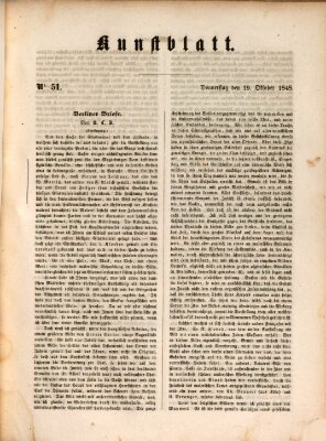 Morgenblatt für gebildete Leser. Kunstblatt (Morgenblatt für gebildete Stände) Donnerstag 19. Oktober 1848