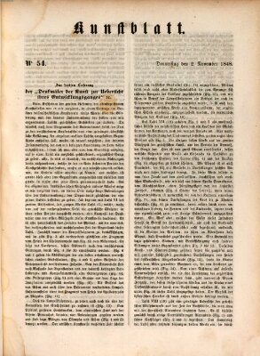 Morgenblatt für gebildete Leser. Kunstblatt (Morgenblatt für gebildete Stände) Donnerstag 2. November 1848