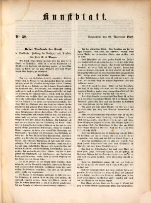 Morgenblatt für gebildete Leser. Kunstblatt (Morgenblatt für gebildete Stände) Samstag 25. November 1848