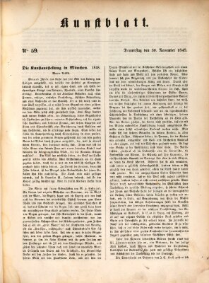 Morgenblatt für gebildete Leser. Kunstblatt (Morgenblatt für gebildete Stände) Donnerstag 30. November 1848