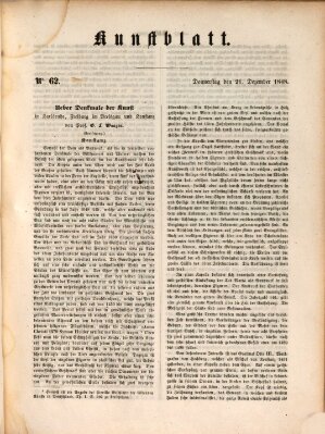 Morgenblatt für gebildete Leser. Kunstblatt (Morgenblatt für gebildete Stände) Donnerstag 21. Dezember 1848