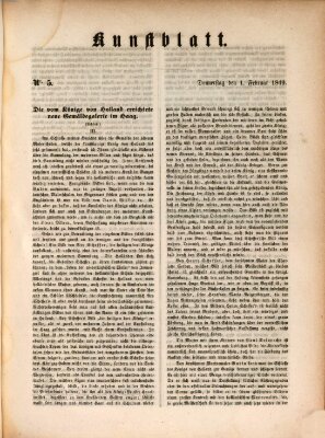 Morgenblatt für gebildete Leser. Kunstblatt (Morgenblatt für gebildete Stände) Donnerstag 1. Februar 1849