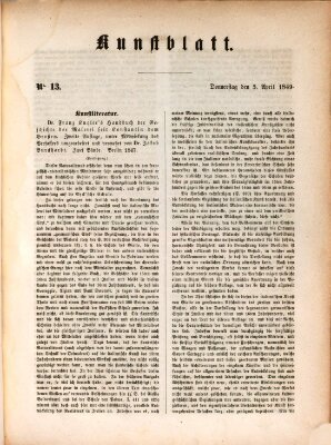 Morgenblatt für gebildete Leser. Kunstblatt (Morgenblatt für gebildete Stände) Donnerstag 5. April 1849