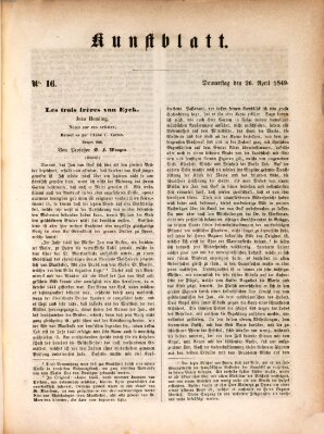 Morgenblatt für gebildete Leser. Kunstblatt (Morgenblatt für gebildete Stände) Donnerstag 26. April 1849