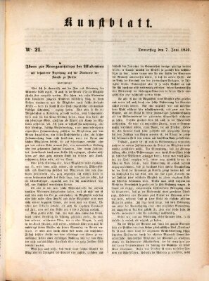 Morgenblatt für gebildete Leser. Kunstblatt (Morgenblatt für gebildete Stände) Donnerstag 7. Juni 1849