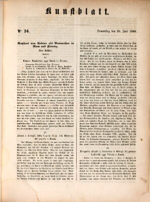 Morgenblatt für gebildete Leser. Kunstblatt (Morgenblatt für gebildete Stände) Donnerstag 28. Juni 1849