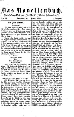 Das Novellenbuch (Der Fortschritt auf allen Gebieten des öffentlichen Lebens) Donnerstag 1. Februar 1866