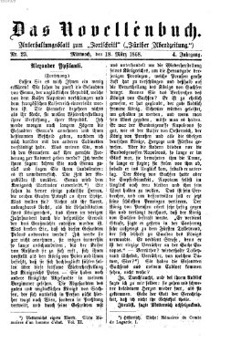 Das Novellenbuch (Der Fortschritt auf allen Gebieten des öffentlichen Lebens) Mittwoch 18. März 1868