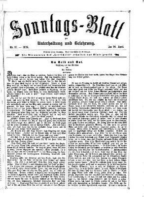 Sonntagsblatt zur Unterhaltung und Belehrung (Fürther Abendzeitung) Sonntag 24. April 1870