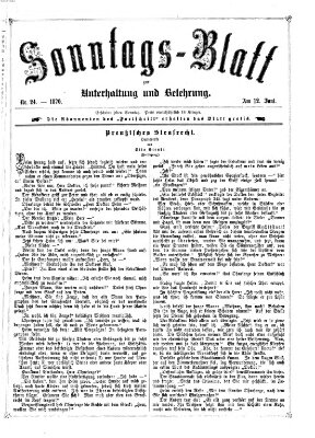 Sonntagsblatt zur Unterhaltung und Belehrung (Fürther Abendzeitung) Sonntag 12. Juni 1870