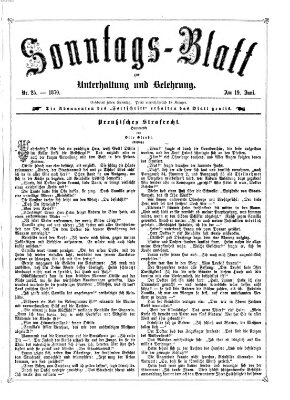 Sonntagsblatt zur Unterhaltung und Belehrung (Fürther Abendzeitung) Sonntag 19. Juni 1870