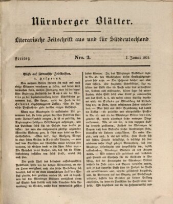 Nürnberger Blätter Freitag 7. Januar 1831