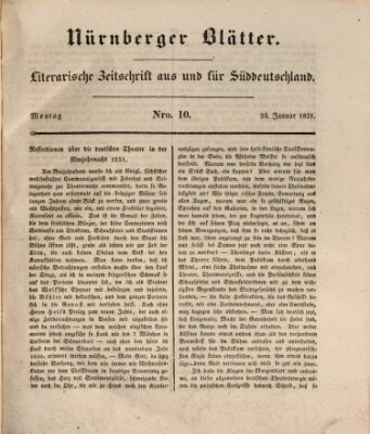 Nürnberger Blätter Montag 24. Januar 1831